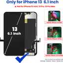for iPhone 13 Screen Replacement, 6.1 inch 3D Touch LCD Display Full HD Repair kit, Digitizer Assembly with Tools Set, Tempered Glass Screen Protector, Waterproof Frame Adhesive