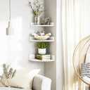 Alsonerbay White Corner Shelf Wall Mount, Set of 3 Floating Shelves for Storage and Display, Rustic Wood Shelves for Bedroom, Living Room, Bathroom, Entryway, Garage