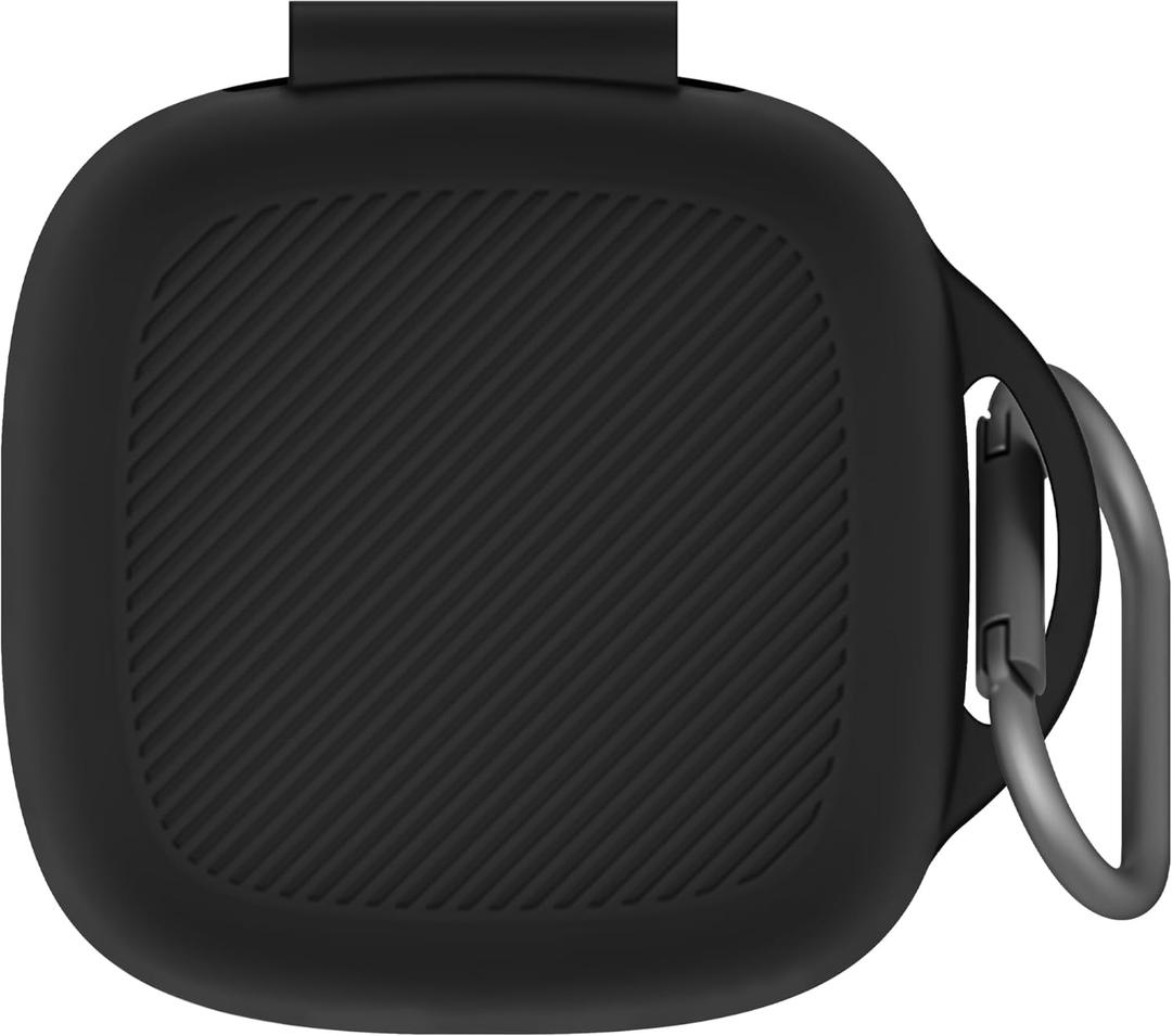 Geiomoo Silicone Case for Raycon Essential Open Earbuds, Soft Flexible Scratch Resistant Protective Cover with Carabiner (Black)