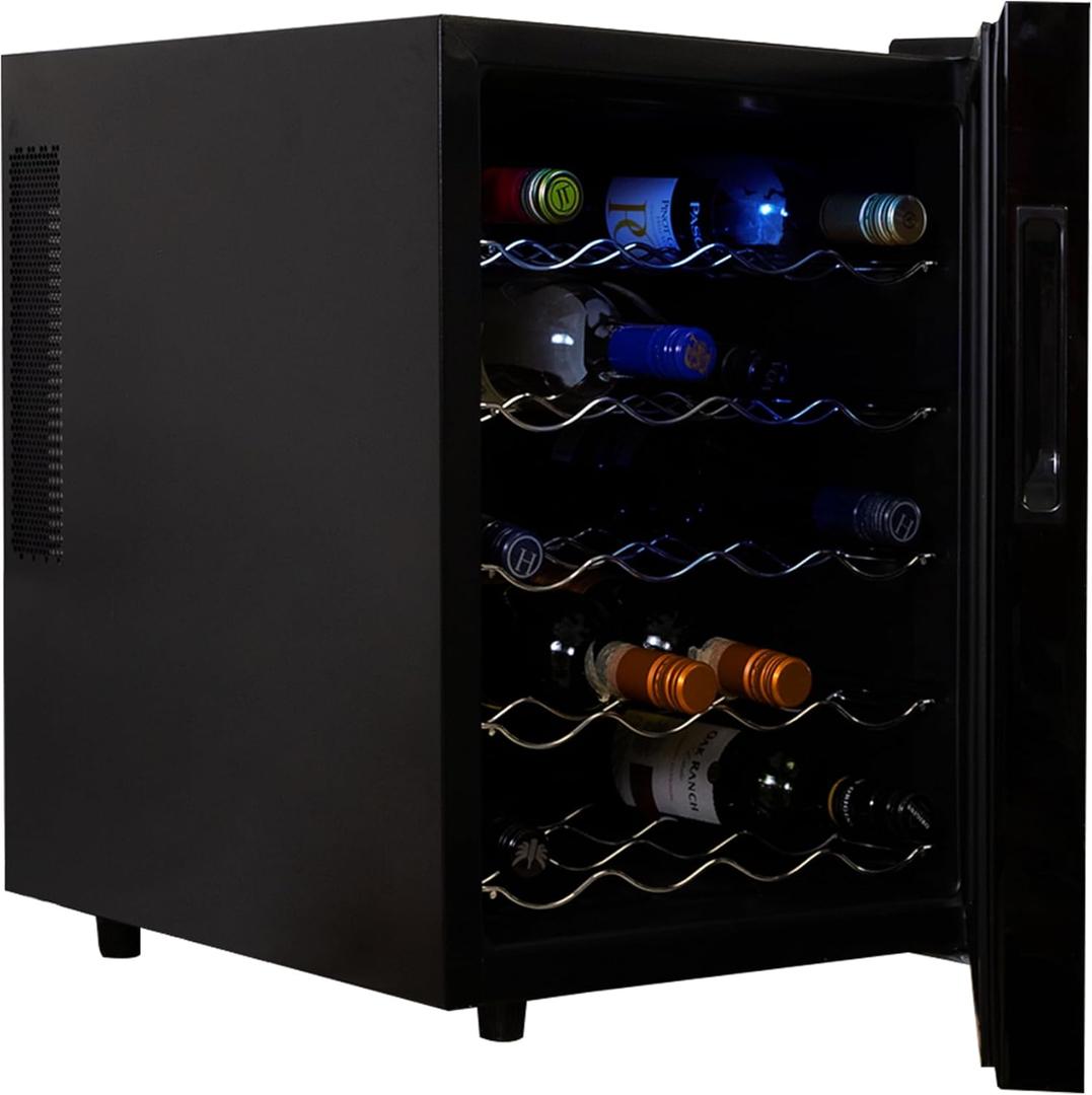 Koolatron Urban Series 20 Bottle Wine Cooler, Black Thermoelectric Wine Fridge, Freestanding Wine Refrigerator for Home Bar, Small Kitchen, Apartment, Condo, Cottage, RV