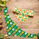 St. Patrick's Day Dog Bandanas with Snap Button, 2 Pack Reversible Green Bandanas for Small, Medium, and Large Dogs, Adjustable Pet St. Patrick's Costume Accessory for Photo Shoot (Large)