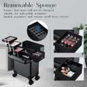 Rolling Makeup Case, Cosmetology Case on Wheels Professional Vanity Case with Trays for Women Large Travel Makeup Box Organizer Trolley with Key, Ashy Grey