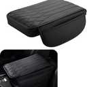 Nowkont 2 PC Car Center Console Cover, 8.66In x 12.59In x 1.96In Side Pocket Design, Waterproof Leather Vehicle Arm Rest Cushion, Universal Automotive Consoles Hand Rest Pillow (Black)