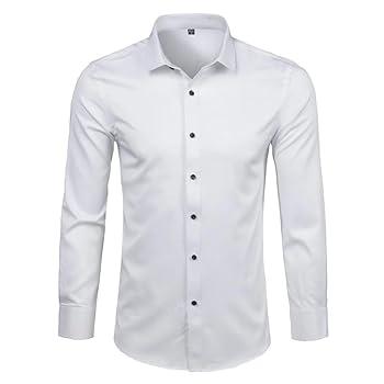 Men's Stretch Wrinkle Free Dress Shirts Formal Wedding Prom Long Sleeve Button Down Shirt, XL