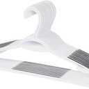 Neatfreak Slim Non Slip Hangers - Space Saving Set of 10 With Lingerie Hooks and Pants/Accessories Bar - Patented W Frame White Plastic Hangers