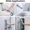LEVERLOC Grab Bars for Bathtubs and Showers, Shower Handle 17 Inch Strong Suction Bath Handrails, Safety Grip for Bathroom Chair, Bathroom Grab Bar for Senior No Drilling Waterproof,Silver