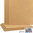 TUPARKA 6 Pack Cork Board 12"x12" - 1/4" Self-Adhesive Corkboards With 100 Push Pins, Bulletin Boards, Square Cork Tiles for Wall, Home, School, Office Decorative