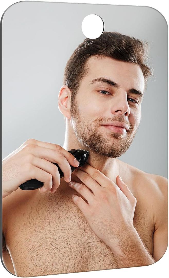 Shower Mirror Fogless for Shaving Anti-Fog Frameless Wall Hanging Makeup,11.02" L x 7.87" W,Darkgrey