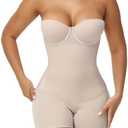 SHAPESHE Strapless Shapewear for Women Lace-up Body Shper Backless Shpewear Bodysuit Butt Lifter Small