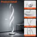 53-Inch Living Room Spiral Floor Lamp, 40W Modern LED Floor Lamp with Remote Control, Adjustable Color Temperature and Brightness, Bright Floor Lamp (Spiral-White)
