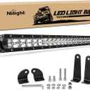 Nilight - 40005C-A 31inch 150W Spot & Flood Combo Single Row 14500LM Off Road LED Fog & Driving Roof Bumper Light Bars for Jeep Ford Trucks Boat