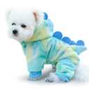 Idepet Halloween Dog Costume Dinosaur Clothes for Small Dogs,Fleece Winter Puppy Hoodies with Leash Ring Pet Cold Weather Coat Funny Outfits Party Apparel for Halloween Christmas (Green, L)