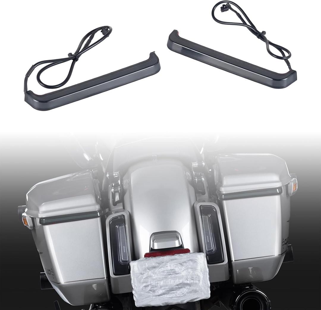 Plug and Play Saddlebag Lights LED Running Brake Turn Signal Lamps, Compatible with Harley Street Glide FLHX, Road Glide FLTRX, CVO FLHXSE,FLTRXSE,FLTRXSTSE 2024-2025,ABS (Smoke)