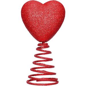 Mini Glitter Heart Shape Tree Topper Valentine Day Ornaments Heart Glitter Tree Hat Valentines Home Decorations (Red, OneSize)