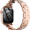 Metal Bands for Apple Watch for Women & Men 42mm 44mm 45mm 46mm 49mm, Compatible with iWatch Series 11/10/9/8/7/6/5/4/3/2/1 & SE/Ultra 3/2/1, Elegant Stainless Steel Strap with Secure Clasp, Rose Gold