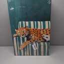 Maximalist Cheetah Wall Art Vintage Emerald Green Decor Poster Funny Sleepy Leopard Canvas Print Trendy Animal Pictures Aesthetics College Dorm Living Room Apartment 16x24 Inch Metal Black Frame