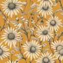Livelynine 17.5x276 Vintage Floral Peel and Stick Wallpaper Antique Gold Retro Yellow Flowers Prepasted Daisy Wallpaper for Bathroom Girls Accent Wall Cover Boho Contact Paper for Cabinets Drawers
