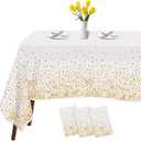 Tablecloths for Rectangle Tables,3 Pack 54" X 108" Plastic Table Cloth Disposable Table Covers Engagement Party Decorations, White Gold Dot Tablecloths Disposable Tablecloth for Weddings Buffet Tables
