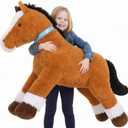 MaoGoLan Large Horse Stuffed Animal for Boy, Big Horse Plush Toy for Girl Boy, Ridable Stuffy Pony for Kid, Stuffed Pony Plush Pillow for Mother's Day Birthday Gifts Baby Shower Decor, 47 inches, Tan