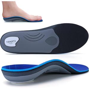 Walkomfy Heavy Duty Support Pain Relief Orthotics - 210+ lbs Plantar Fasciitis High Arch Support Insoles for Men Women, Flat Feet Orthotic Insert, Work Boot Shoe Insole, Absorb Shock with Every Step (Mens 6-6.5 | Womens 8-8.5--(9.84")(25cm), Blue-227)
