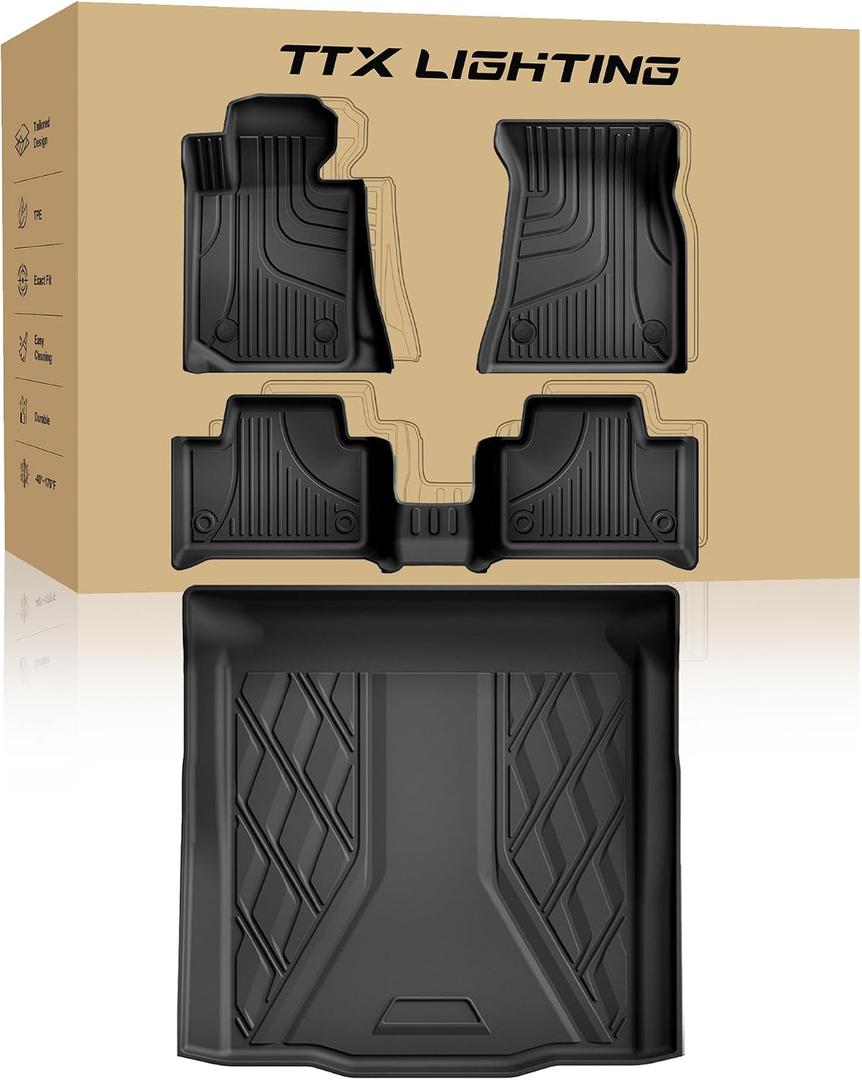 Floor Mats & Cargo Mat Custom Fit 2019-2026 BMW 3 Series Sedan (Without Spare Tire Compartment) - All Weather Floor Liners for 3 Series 330i M3 M340i Car Mats Accessories Black (NOT for GT)