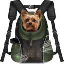 WOYYHO Pet Dog Carrier Backpack Small Dog Front Backpack Ventilated Mesh Dog Travel Back Pack with Safety Belt for Travel Hiking Cycling Outdoor Adventures (Size S: 2-4.5 lbs, Army Green)
