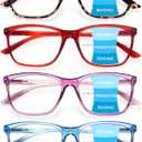 COJWIS Progressive Multifocus Reading Glasses Blue Light Blocking for Women Men Spring Hinge Computer Readers