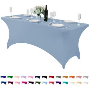 Spandex Table Cover for 6Ft or 4fT or 8ft Table Universal Fitted Stretch Tablecloth for Party, Banquet, Wedding and Events-Dusty Blue, 72" x 30"