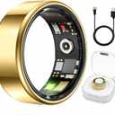 Smart Ring Health & Fitness Tracker for Men & Women, Heart Rate, SPO, Sleep & Activity Monitoring, IP68 Waterproof, Long Battery Life, Family Care Mode, No Subscription Fee (Gold, 9)