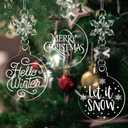 24 Pack Christmas Tree Ornaments Set - 3 Inch Clear Acrylic Flat Disc Ornaments DIY Christmas Crafts with Transparent Crystal Snowflakes for Xmas Winter New Year Party Hanging Decorations