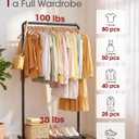 Clothes Rack - Clothing Rack with Storage Mesh Shelf & Casters, Heavy-Duty Metal Clothing Rack for Hanging Clothes, Dresses, Coats, Large Load Capacity, Easy Assembly, Black, 28.0"x16.9"x59.0"