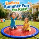 Splash Pad for Kids & Dogs, Upgrade Non-Slip Thicken Backyard Sprinkler Water Pad, Toddler Sprinkler Pool, Summer Outdoor Water Toys