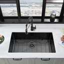 33 Inch Black Undermount Kitchen Sink and Faucet Combo-iAnomla 33x19 Black Stainless Steel Kitchen Sink Undermount Single Bowl 16 Gauge Deep Sinks with Faucet Combo Set, 33”L x 19”W x 10”D