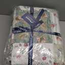 Cmfshape Summer Floral King Quilted Bedspread,Romantic Green Quilt Set King,Reversible Stitched Bedding Set All Season,Soft Lightweight Coverlet with Pillow Cases (Green&White, King102 x90)