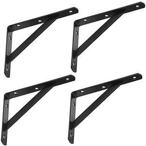 Dewell 4 Pcs 8inch Tripod Triangle Shelf Brackets, Wall Mounted Shelf Supports Black,BT20004