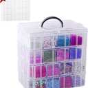 VTG Bead Organizer Box, 112 Pcs Small Organizers, 3-Tier Bead Storage Containers Portable Organizer and Storage Box Stackable Plastic Cases for Bracelet Making DIY Jewelry Nail Charms
