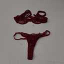 Lilosy Sexy Floral Lace Underwire Push Up Lingerie Set Outfits (Small, Burgundy Red)