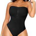 KUMAYES Strapless Shapewear Bodysuits for Women -Thong Body Shaper Tummy Control Tube Top Leotard with Removable Straps Size XL