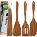 Wooden Spatula Set of 4  Acacia Wood Spatula for Cooking, Wooden Spatula for Cooking, Wood Spatula Set for Nonstick Cookware