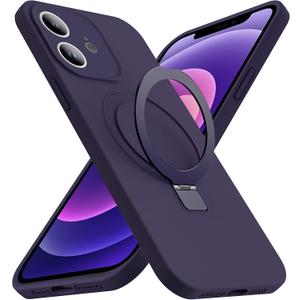 Designed for iPhone 12 Case with Magnetic Invisible Stand Compatible with MagSafe Military-Grade Protection Shockproof Silicone iPhone 12 Phone Cases for Women Men 6.1'' 2020,Purple, Mother Gift