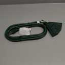 10 Ft Outdoor Extension Cord with 3 Electrical Power Outlets - 16/3 SJTW Green Cable with 3 Prong Grounded Plug