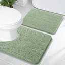 OLANLY Bathroom Rugs Sets 2 Piece, Soft Absorbent Chenille Bath Mats and U-Shaped Contour Toilet Mat Area Rug Set, Machine Washable Bath Carpet, Home Decor Accessories(24"x16"+24"x20", Sage Green)