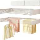 Wall Mounted Clothes Drying Rack 32", Collapsible Space Saving Laundry Drying Rack with 50 lb Capacity, Laundry Room Organization for Clothes, Foldable, 5 Rods, White