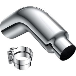 JY PERFORMANCE 4 Inch (ID) Diesel Exhaust Tip Elbow Tip 4'' Inlet 6'' Outlet 23'' Long Chrome Turndown Exhaust Tip with Clamp