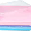 Sensory Bin Sand Tray with Lid for Toddlers 2 Pcs 15in Portable Sandbox Toy Large Plastic Tray for Kids 3 4 5 6 Fill with Sand, Water, Beads, and More (Pink + Blue)
