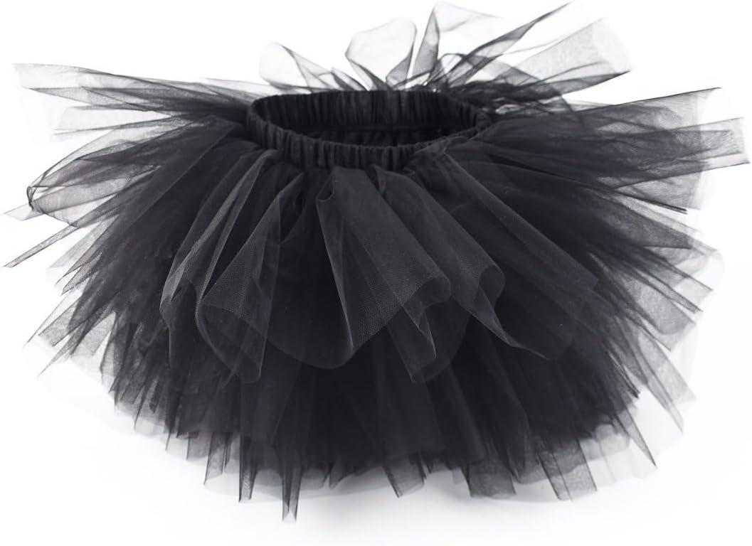 Girl's 6-Layered Tulle Fluffy Tutu Skirt Princess Dancing Petticoat Ballet Underskirt (Black, 120)