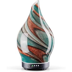 Porseme 150ml Essential Oil Diffuser Glass Color Changing Aroma Air Diffusers Aromatherapy Ultrasonic Cool Mist Humidifier 6 Running Hours Waterless Auto-Off for Sleeping Yoga Office Spa (Teal Green)