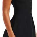 LuFeng Women's Summer Sexy Sleeveless Zipper Mock Neck Slim Fit A-line Mini Dress Bodycon Party Club Dress for Women (Black) Small