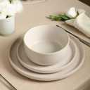 Earth & Clay Amber 12-Piece Dinnerware Set Stoneware, Dishwasher and Microwave Safe Plates and Bowls Set, Dish Set for 4, White Speckled