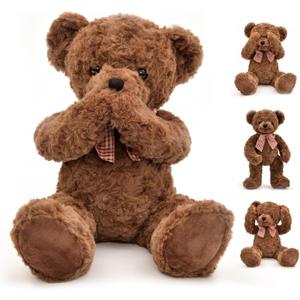 Suepcuddly 20" Posed Teddy Bear Stuffed Animal Cute Plush Toy for Girl Kids (Dark Brown)